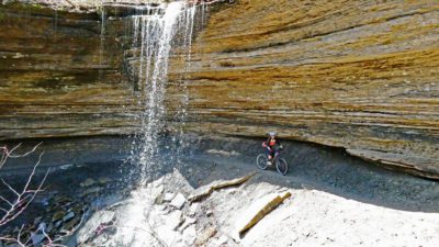 Riding the Devil's Racetrack Trail.