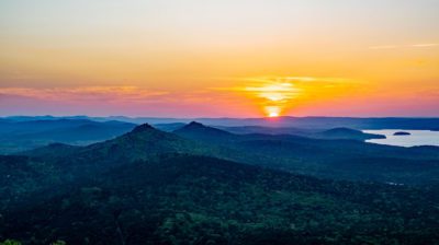 The Sunset from the top of Pinnacle Mountain.