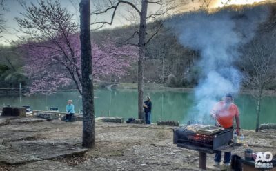 The cookout begins.