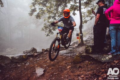 Over the wet rocks near the bottom of Stage 1.