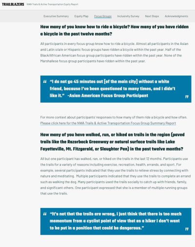 Example of focus group reporting.