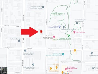 Located near the Bentonville Square AND the trails.
