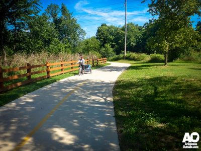 Typical trail scene along the Razorback Greenway.
