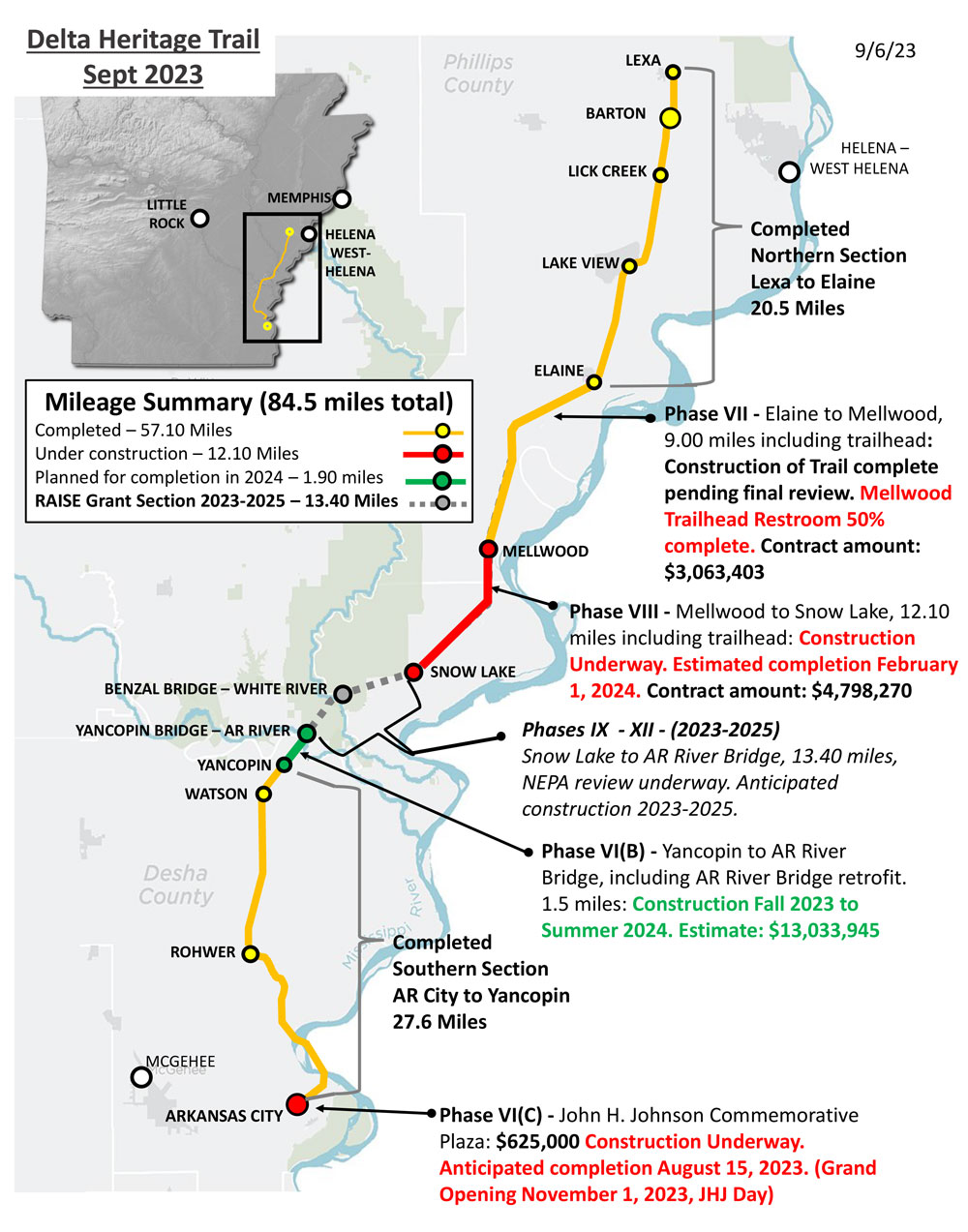 Updated project map for Delta Heritage Trail State Park.