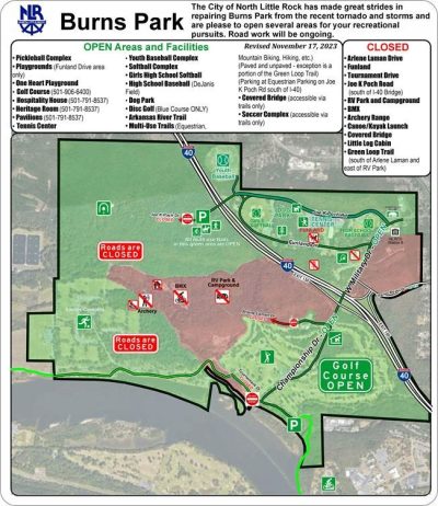 Current restrictions map, NLR Parks & Rec.