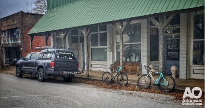 Getting ready to ride from downtown Leslie, AR.