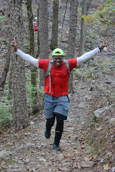 Trail runner at the annual Race the Base Trail Run at Pinnacle Mountain State Park.