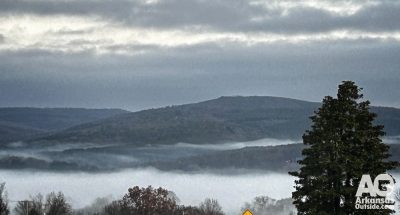 Driving through Clinton, Arkansas on a cool December morning.