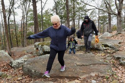 Hikers make there way down the trail at Ozark Folk Center State Park.