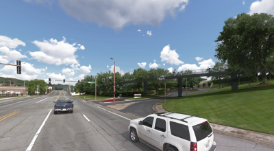 Rendering of bridge including Dillard's name placement.