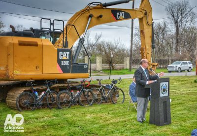 Pulaski County Judge, Barry Hyde, speaking before the groundbreaking.