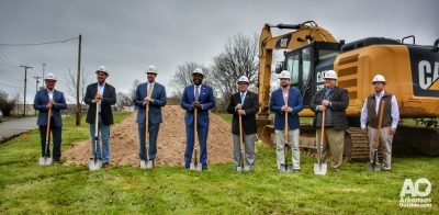 Dignitaries prepare to break ground on the Southeast Trail.