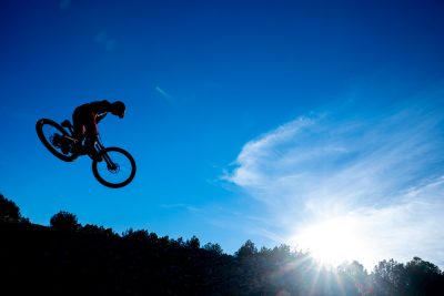 Flying in the Northwoods Bike Park.