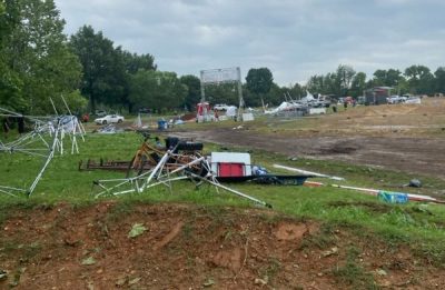 Damage at the Bentonville Bike Festival.