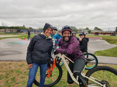 Cyclists enjoying a day at the pumptrack.