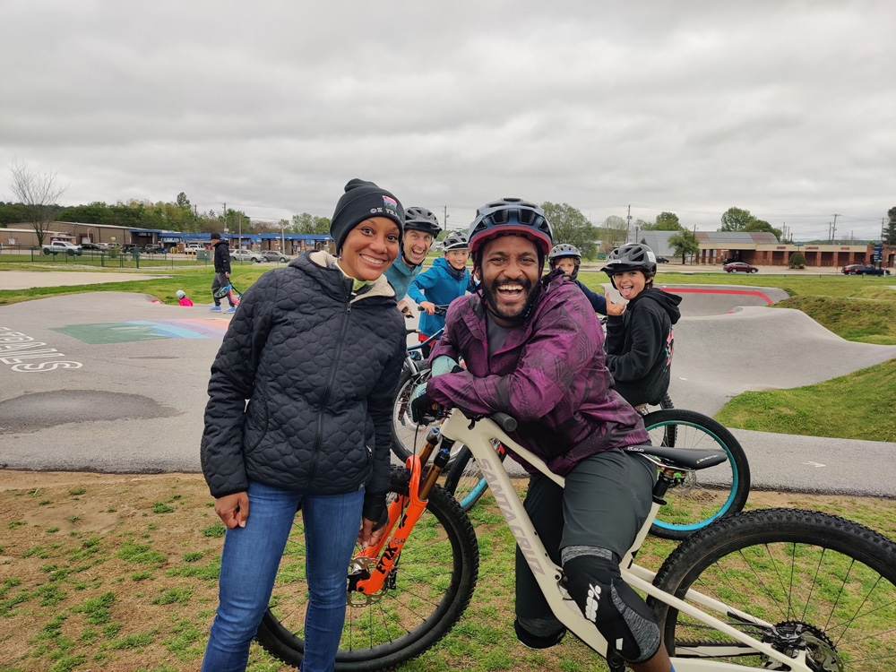 Cyclists enjoying a day at the pumptrack.