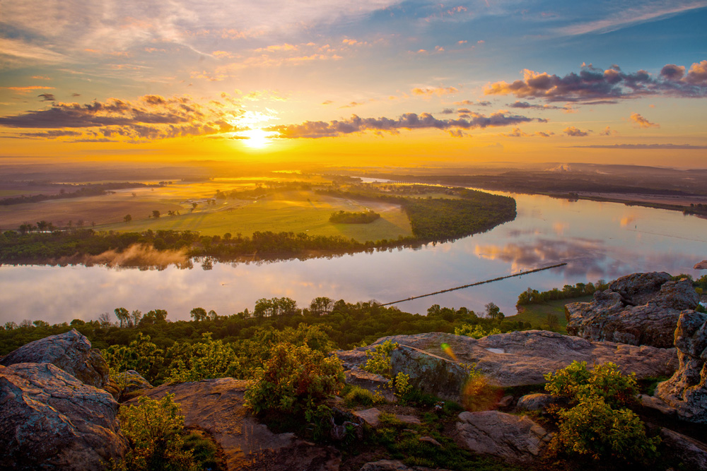 View from Stouts Point at Petit Jean State Park of the Arkansas River. (Courtesy of Conway County Chamber)