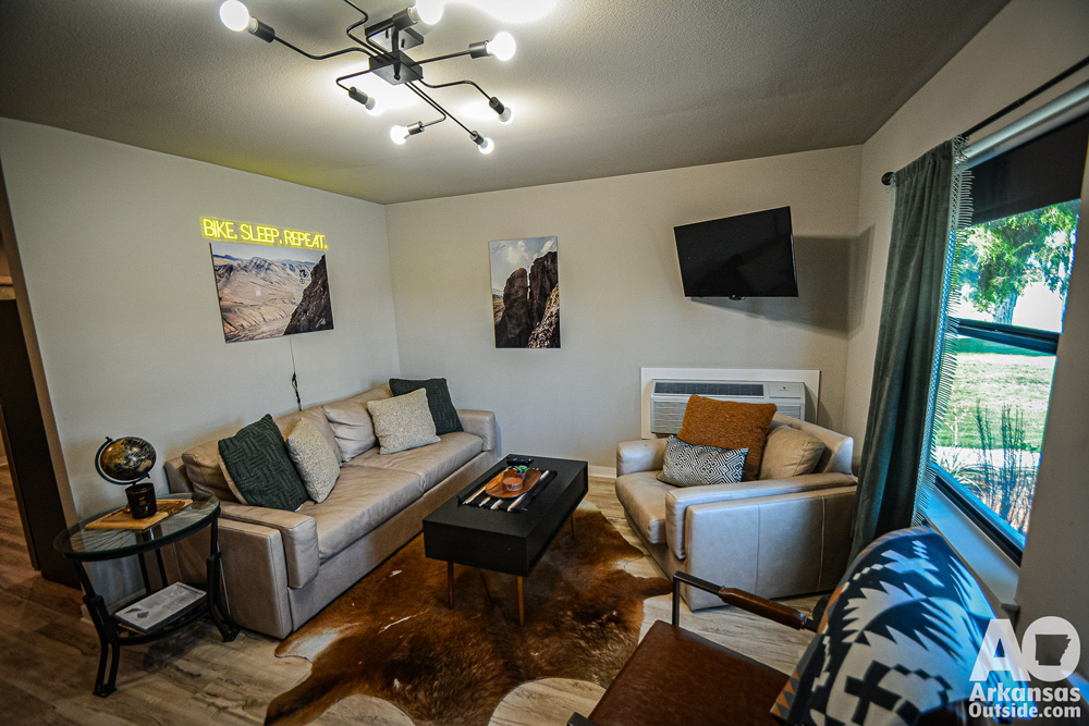 The living room in one of the suites.