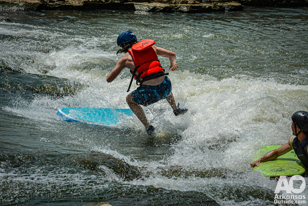A lot of practicing going on for the wave surfers.