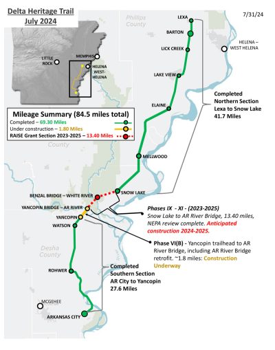 Current status of construction on the Delta Heritage Trail.
