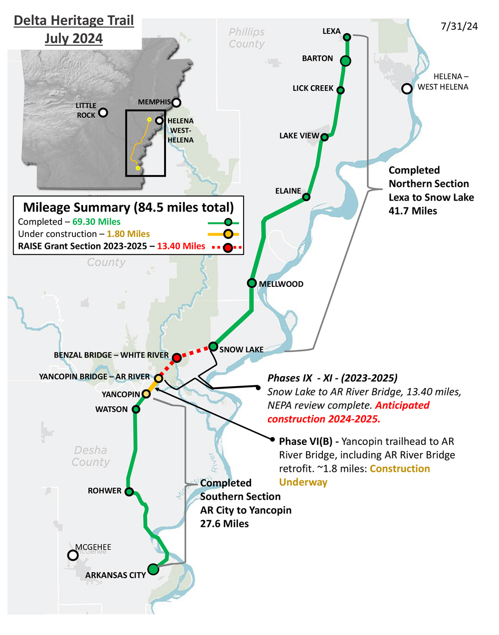 Current status of construction on the Delta Heritage Trail.