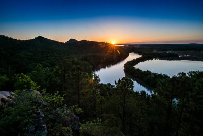 Sunset from the East Quarry Trail, Pinnacle Mountain State Park.