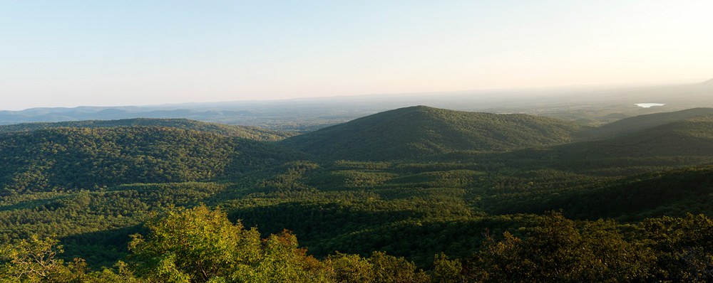 Panoramic photo taken from the Talimena Scenic Highway in western Arkansas.