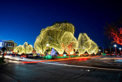 The Christmas lights on the Square.