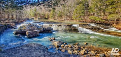Arkansas Winter Waterfalls - 6 Finger Falls in Searcy County, Arkansas.