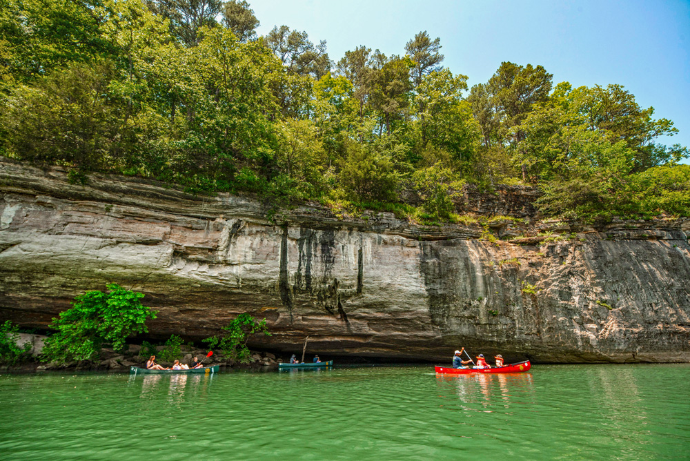 Casual floats below the bluffs on the Buffalo National River make for great family trips.