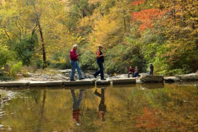 Hiking near Gulpha Gorge Campground in Hot Springs National Park. (Photo courtesy of ADPHT)