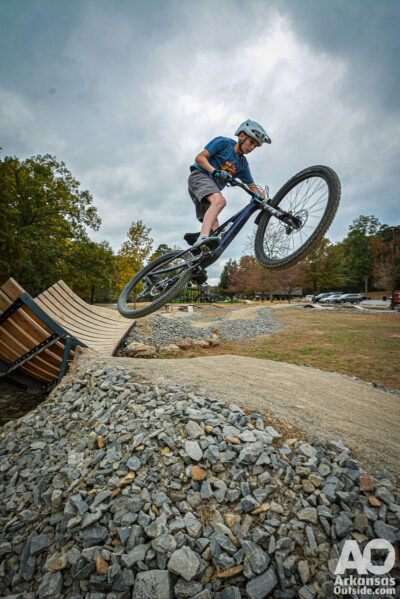 A young rider enjoying the new skills area.