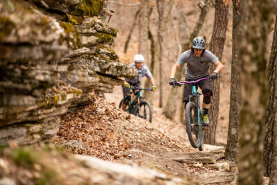 Riding among the Karst formations on the Karst Loop. (Photo courtesy of the Arkansas Department of Parks, Heritage and Tourism)