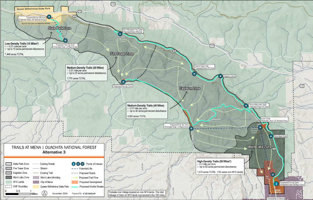 Alternative 3 (approved) Mena Trail Zone Map.