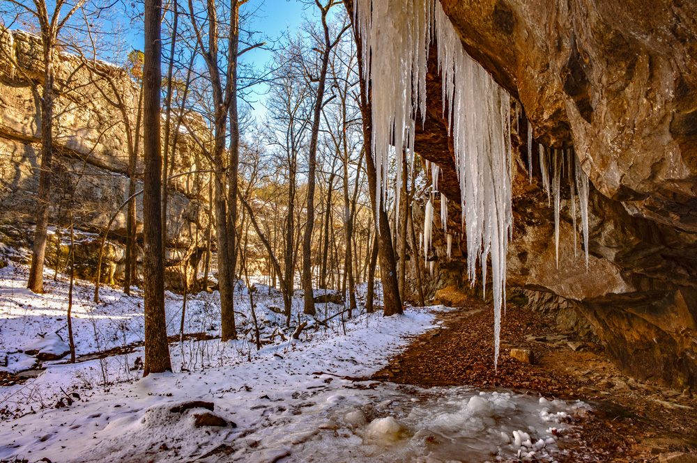 A cold weather hike on the Seven Hollows Trail at Petit Jean State Park.