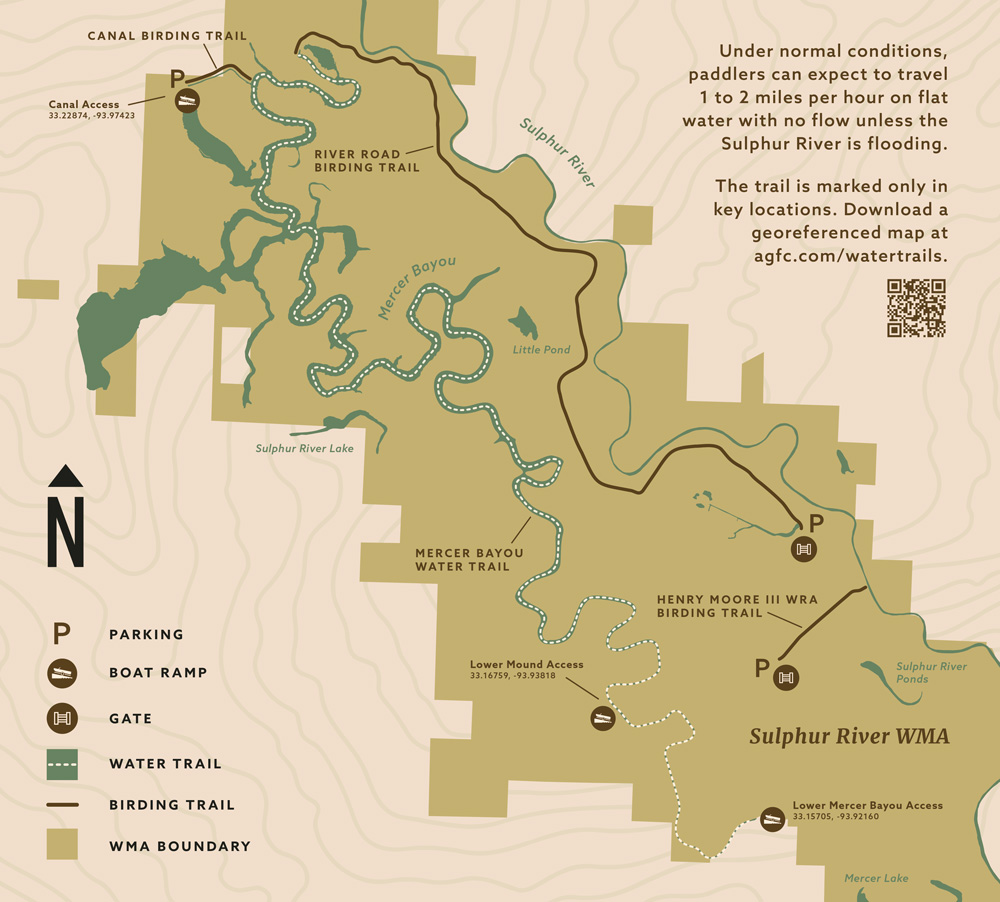 Area map of Sulphur River Wildlife Management Area.