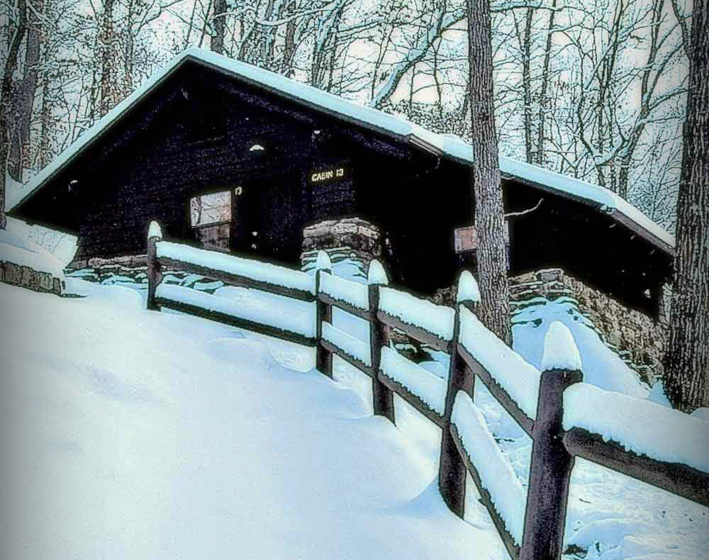 Snowed in a Devil's Den State Park cabin.