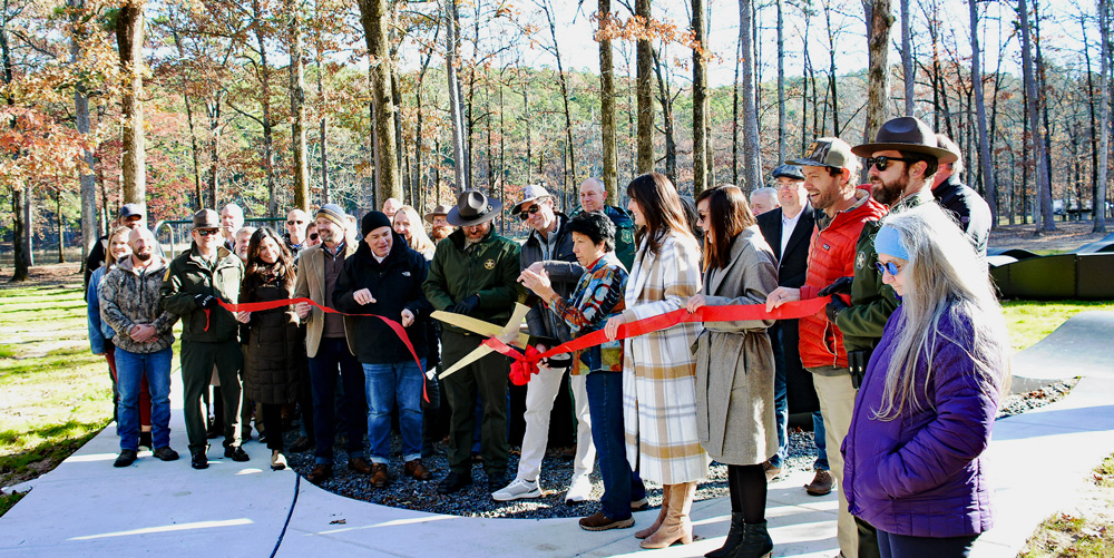 Cutting the ribbon on new equipment and facilities at Lake Ouachita Recreation Area.