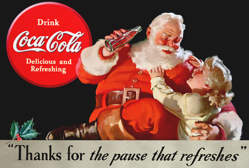 Santa Claus in a Coca-cola ad.