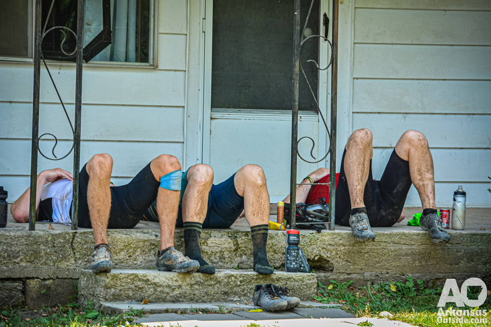 Taking advantage of some Arkansas hospitality and a cool front porch. Gravel biking in Arkansas