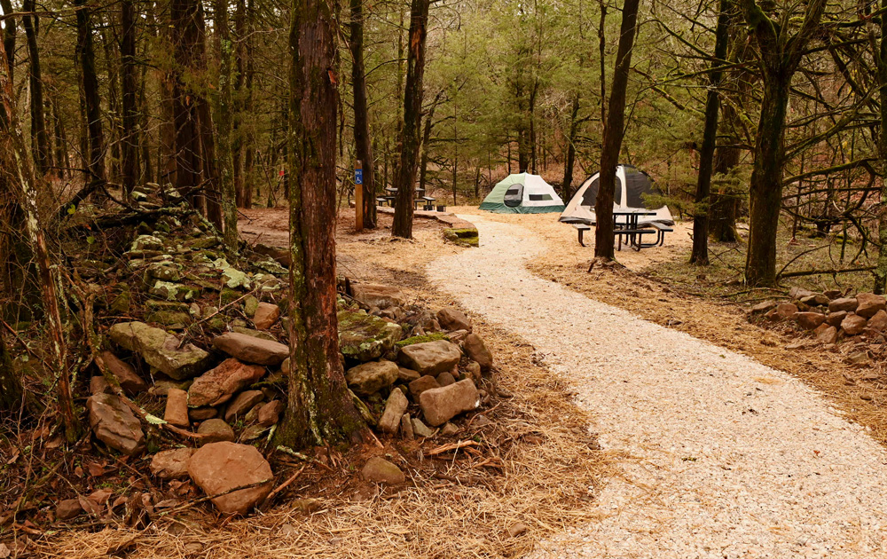 Bike/Hike-in camping at Devil's Den State Park. (Photo courtesy of ADPHT)