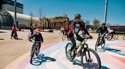 Families riding at The Momentary.
