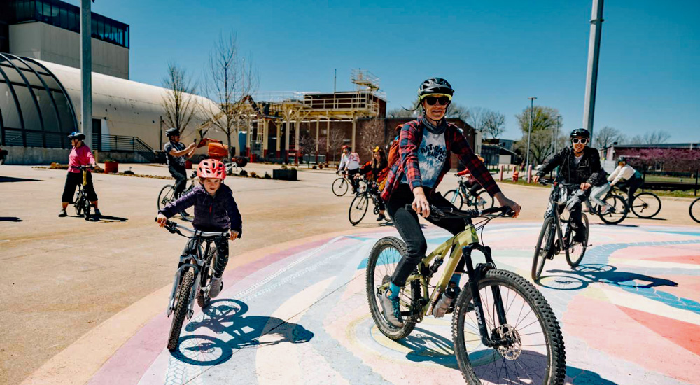 Families riding at The Momentary.