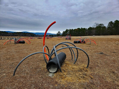 Modified “trees” created using plastic culverts and PVC conduit offer complex cover for gamefish. AGFC photo courtesy of Andy Yung.