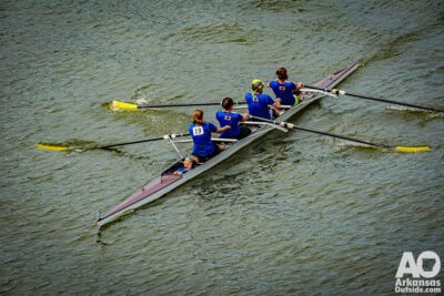 A crew pushing hard to win.