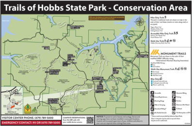Map of trail systems at Hobbs State Park-Conservation Area.