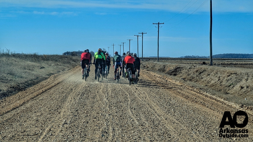 A group of riders heading out for a day in the gravel.