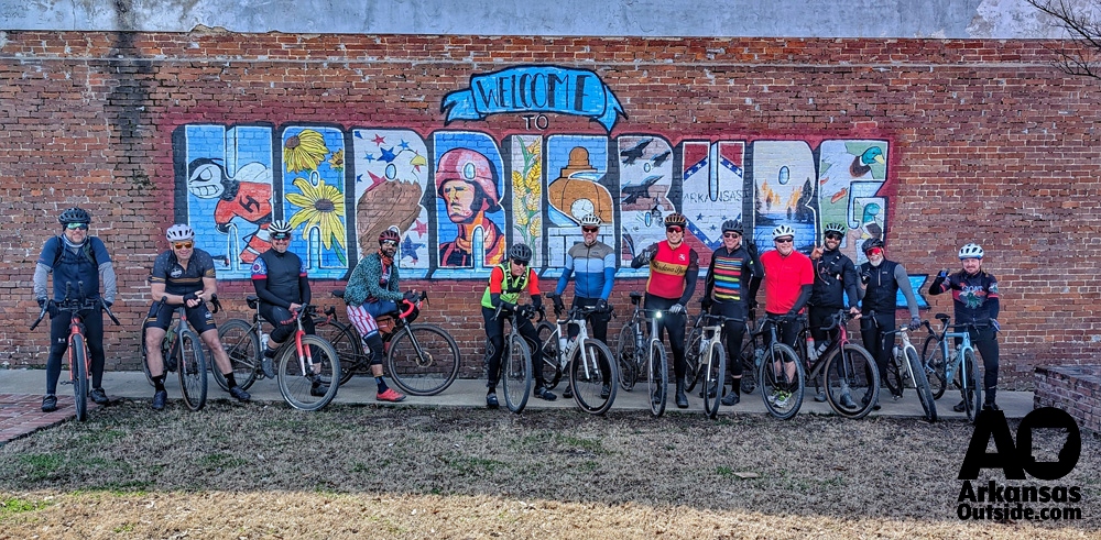 Group of riders taking a break.