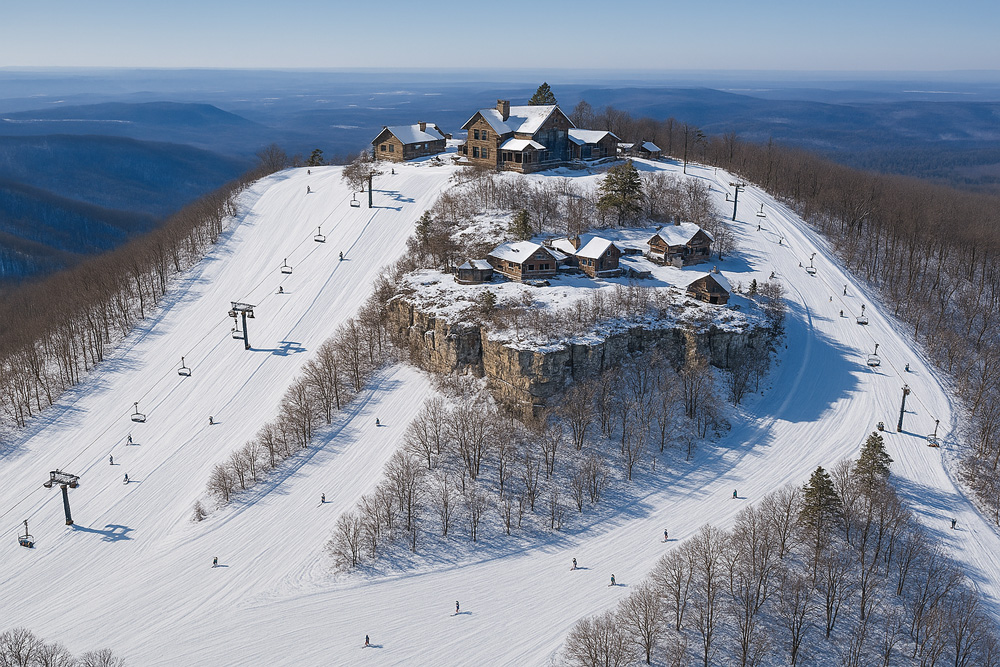 Artist rendering of proposed operation including chair lift at White Rock Mountain.