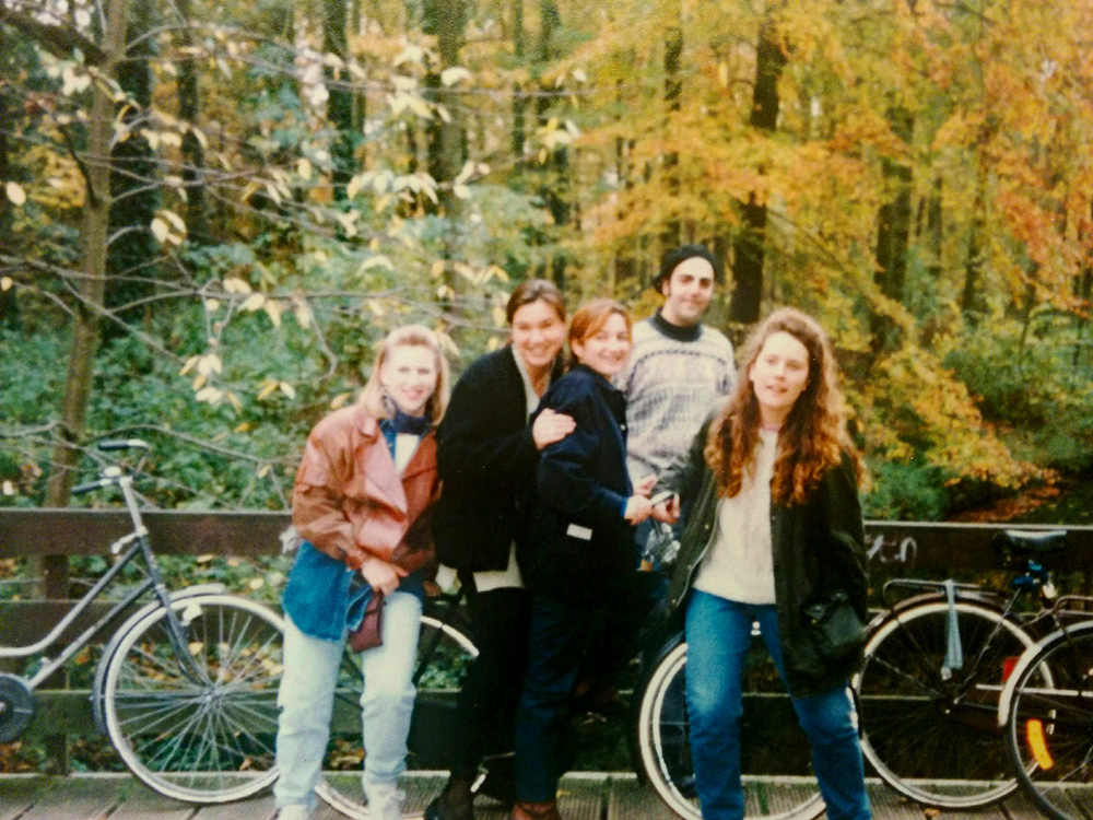 Biking in College with flatmates while attending the Haagse Hogeschool in the Netherlands